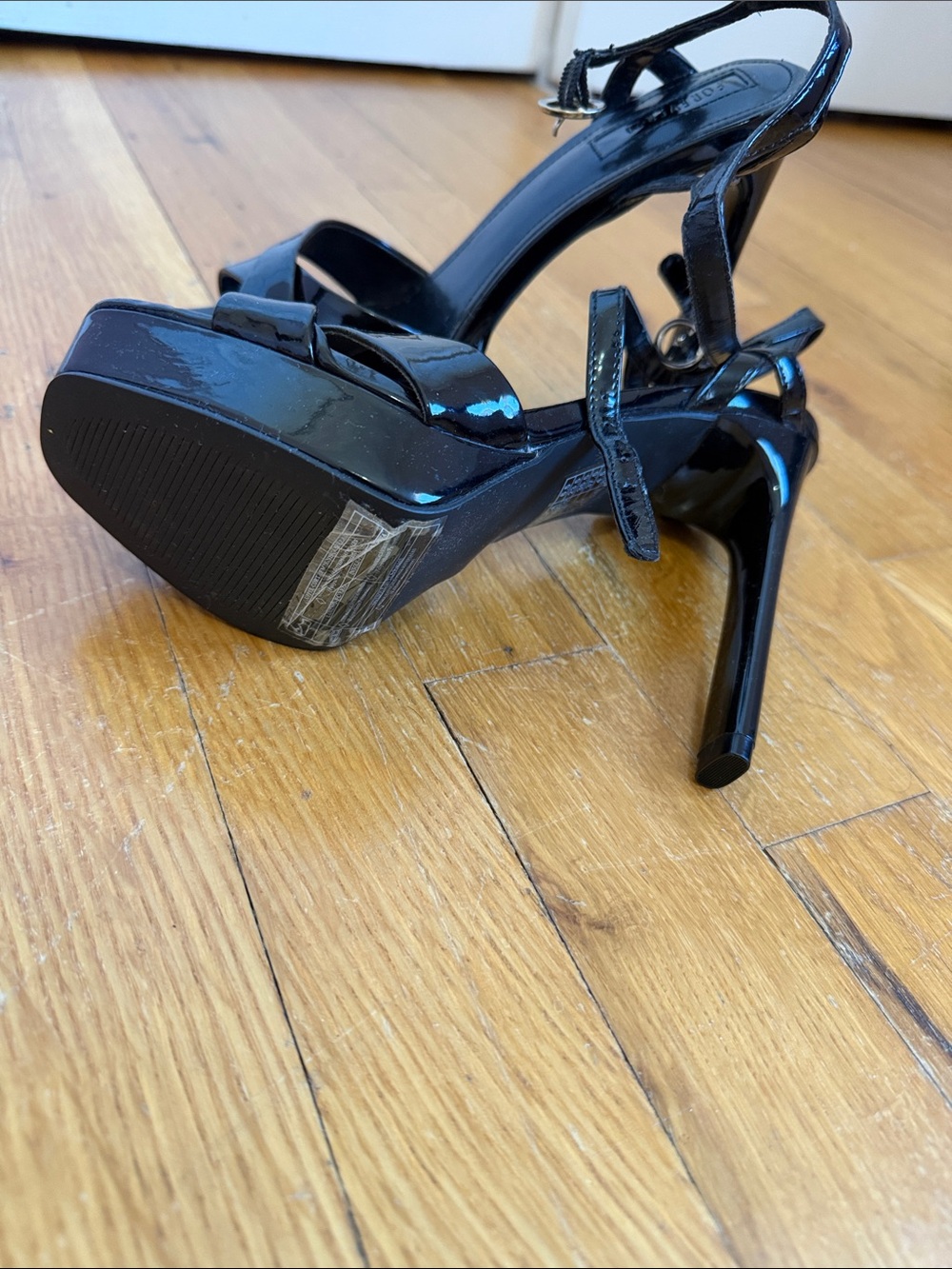 Forever 21 Black Patent Platform Strappy Heels - Picture 2 of 5